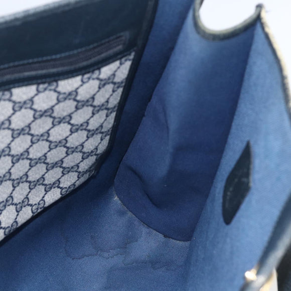 GUCCI GG Supreme Tote Bag PVC Navy Gold 40 02 998 Auth ep12611