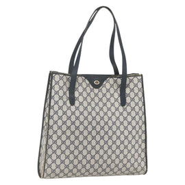 GUCCI GG Supreme Tote Bag PVC Navy Gold 40 02 998 Auth ep12611