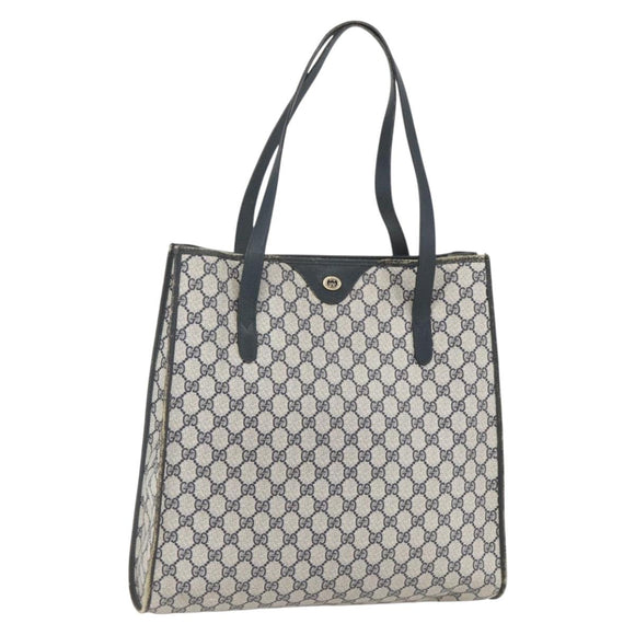 GUCCI GG Supreme Tote Bag PVC Navy Gold 40 02 998 Auth ep12611