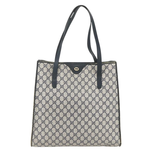 GUCCI GG Supreme Tote Bag PVC Navy Gold 40 02 998 Auth ep12611