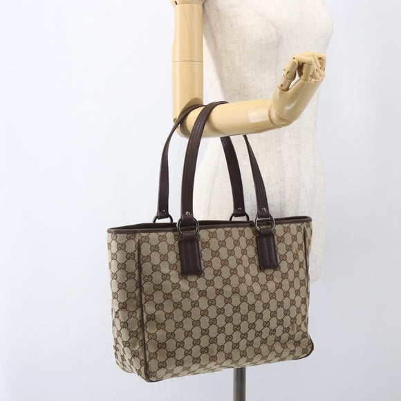 GUCCI GG Canvas Hand Bag Beige Brown 113017 Auth ep12612
