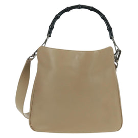 GUCCI Bamboo Hand Bag Leather 2way Beige Gold 001 1638 Auth ep12614 - 0