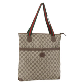 GUCCI GG Supreme Web Sherry Line Bag PVC Beige Gold 002 983 0163 Auth ep12615