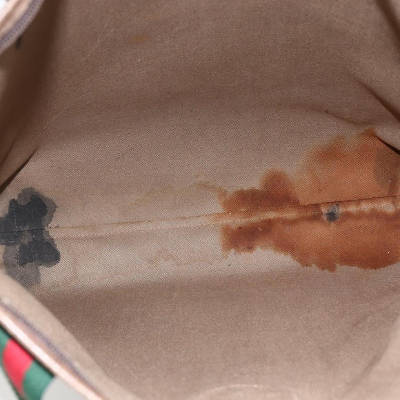 GUCCI GG Supreme Web Sherry Line Bag PVC Beige Gold 002 983 0163 Auth ep12615