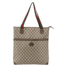 GUCCI GG Supreme Web Sherry Line Bag PVC Beige Gold 002 983 0163 Auth ep12615 - 0