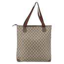 GUCCI GG Supreme Web Sherry Line Bag PVC Beige Gold 002 983 0163 Auth ep12615-3