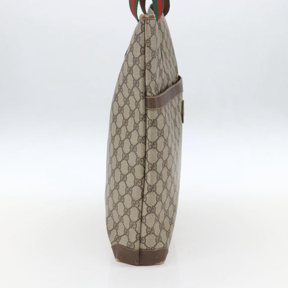 GUCCI GG Supreme Web Sherry Line Bag PVC Beige Gold 002 983 0163 Auth ep12615