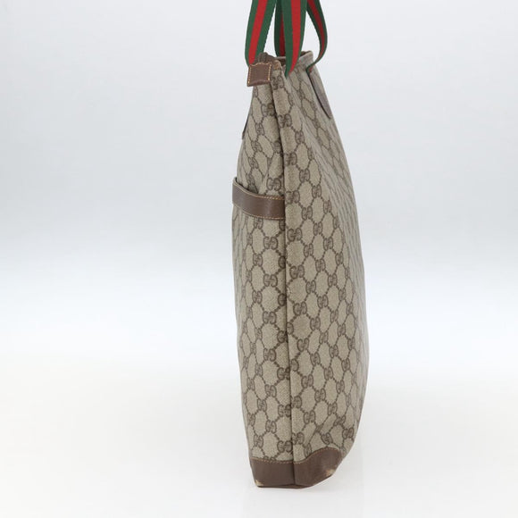 GUCCI GG Supreme Web Sherry Line Bag PVC Beige Gold 002 983 0163 Auth ep12615