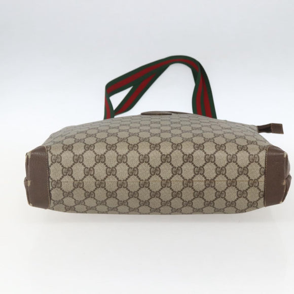 GUCCI GG Supreme Web Sherry Line Bag PVC Beige Gold 002 983 0163 Auth ep12615