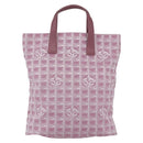 CHANEL New Travel Line Tote Bag Nylon Pink Silver CC Auth ep12616-2