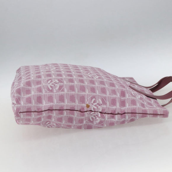 CHANEL New Travel Line Tote Bag Nylon Pink Silver CC Auth ep12616