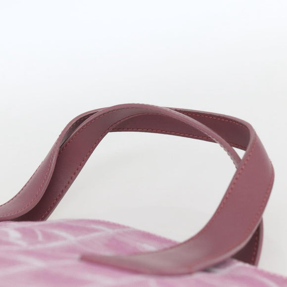 CHANEL New Travel Line Tote Bag Nylon Pink Silver CC Auth ep12616