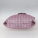 CHANEL New Travel Line Tote Bag Nylon Pink Silver CC Auth ep12616-5