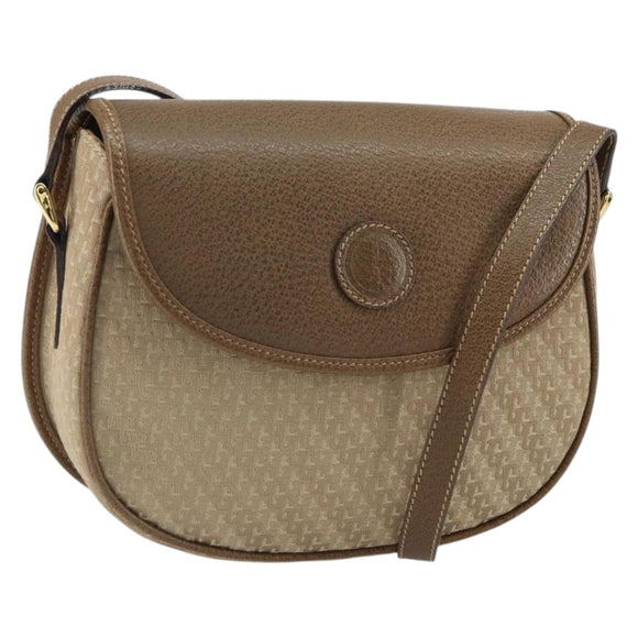 GUCCI Shoulder Bag Nylon Leather Beige Gold 007 754 0074 Auth ep12620
