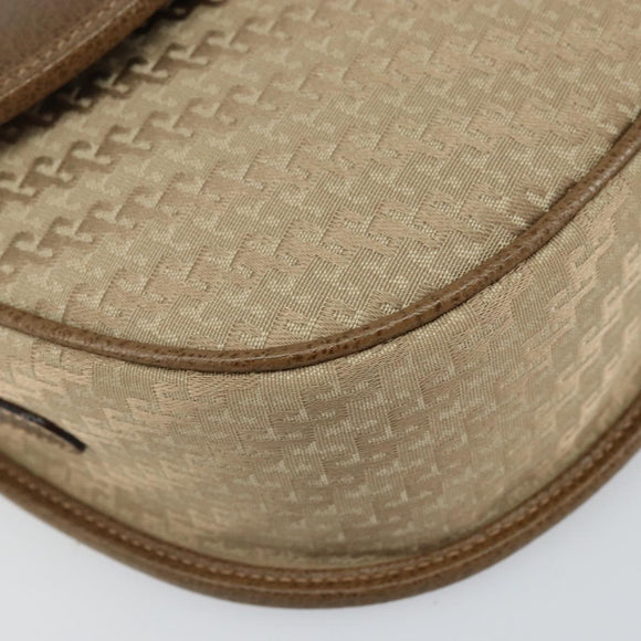 GUCCI Shoulder Bag Nylon Leather Beige Gold 007 754 0074 Auth ep12620