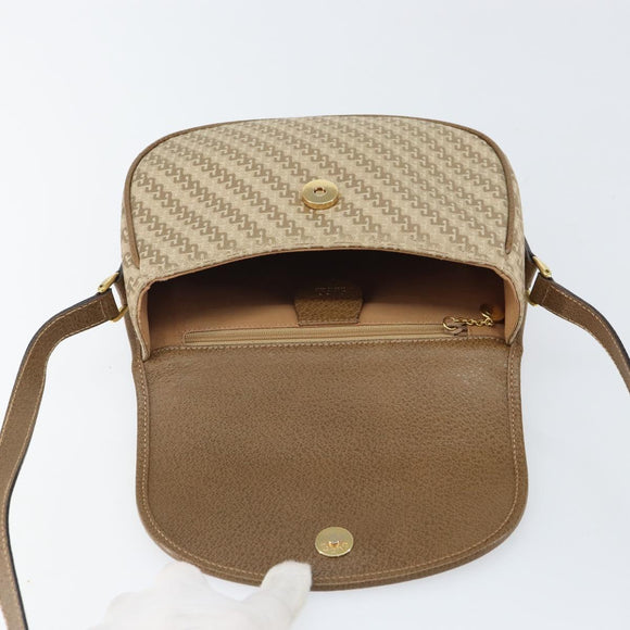 GUCCI Shoulder Bag Nylon Leather Beige Gold 007 754 0074 Auth ep12620