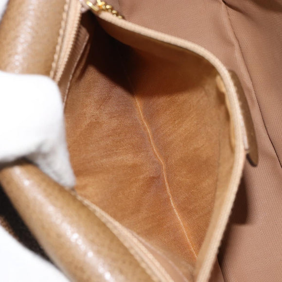GUCCI Shoulder Bag Nylon Leather Beige Gold 007 754 0074 Auth ep12620