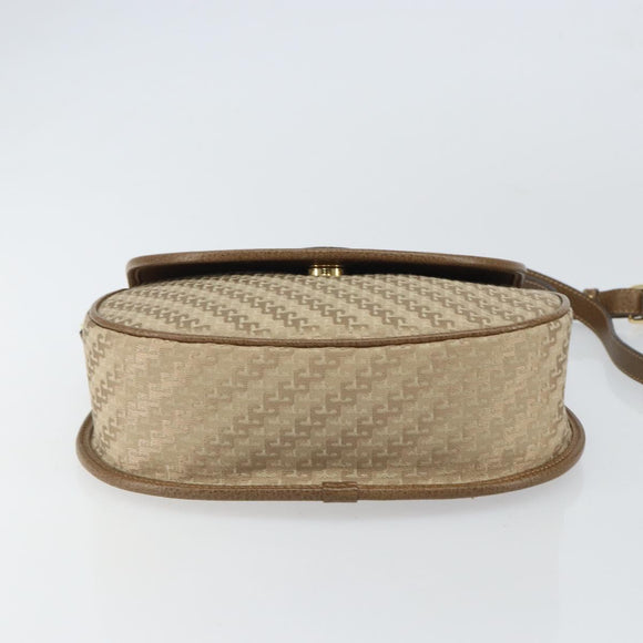 GUCCI Shoulder Bag Nylon Leather Beige Gold 007 754 0074 Auth ep12620