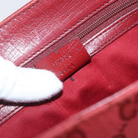GUCCI GG Canvas Bamboo Hand Bag Red 112526 Auth ep12621