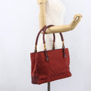 GUCCI GG Canvas Bamboo Hand Bag Red 112526 Auth ep12621-24