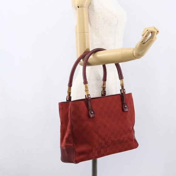 GUCCI GG Canvas Bamboo Hand Bag Red 112526 Auth ep12621