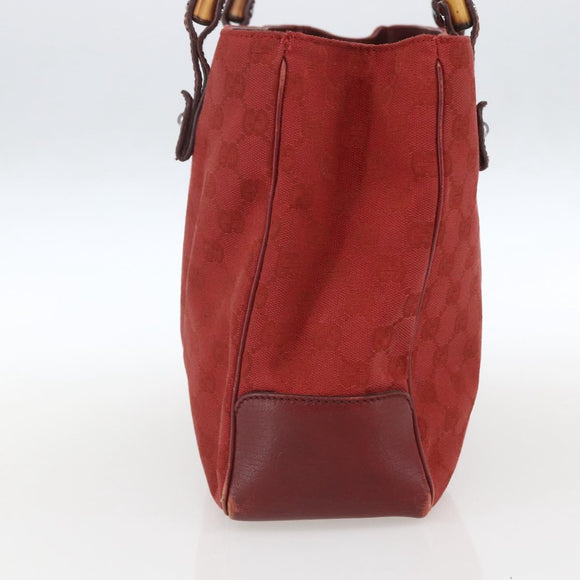 GUCCI GG Canvas Bamboo Hand Bag Red 112526 Auth ep12621