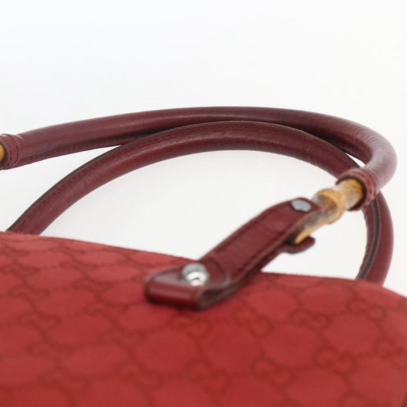 GUCCI GG Canvas Bamboo Hand Bag Red 112526 Auth ep12621