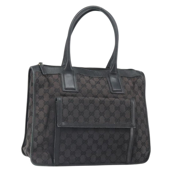 GUCCI GG Canvas Hand Bag Black Silver 000 0854 Auth ep12622
