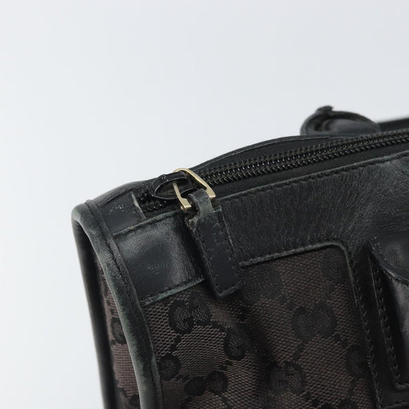 GUCCI GG Canvas Hand Bag Black Silver 000 0854 Auth ep12622