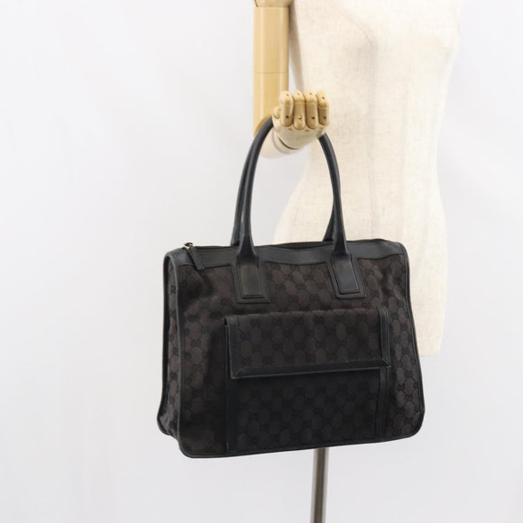GUCCI GG Canvas Hand Bag Black Silver 000 0854 Auth ep12622