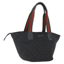 GUCCI GG Canvas Web Sherry Line Hand Bag Black Silver 131228 Auth ep12633-1