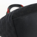 GUCCI GG Canvas Web Sherry Line Hand Bag Black Silver 131228 Auth ep12633-11