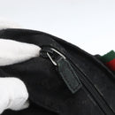 GUCCI GG Canvas Web Sherry Line Hand Bag Black Silver 131228 Auth ep12633-14
