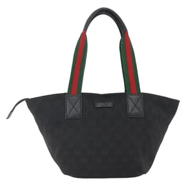 GUCCI GG Canvas Web Sherry Line Hand Bag Black Silver 131228 Auth ep12633 - 0