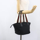 GUCCI GG Canvas Web Sherry Line Hand Bag Black Silver 131228 Auth ep12633-22