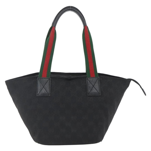 GUCCI GG Canvas Web Sherry Line Hand Bag Black Silver 131228 Auth ep12633