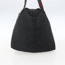 GUCCI GG Canvas Web Sherry Line Hand Bag Black Silver 131228 Auth ep12633-5