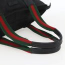 GUCCI GG Canvas Web Sherry Line Hand Bag Black Silver 131228 Auth ep12633-7