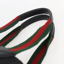 GUCCI GG Canvas Web Sherry Line Hand Bag Black Silver 131228 Auth ep12633-8
