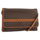 CELINE Macadam Canvas Shoulder Bag PVC Leather Brown Gold Auth ep12638-1