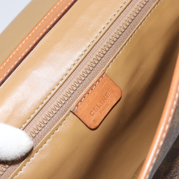 CELINE Macadam Canvas Shoulder Bag PVC Leather Brown Gold Auth ep12638
