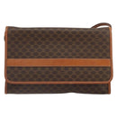 CELINE Macadam Canvas Shoulder Bag PVC Leather Brown Gold Auth ep12638-2