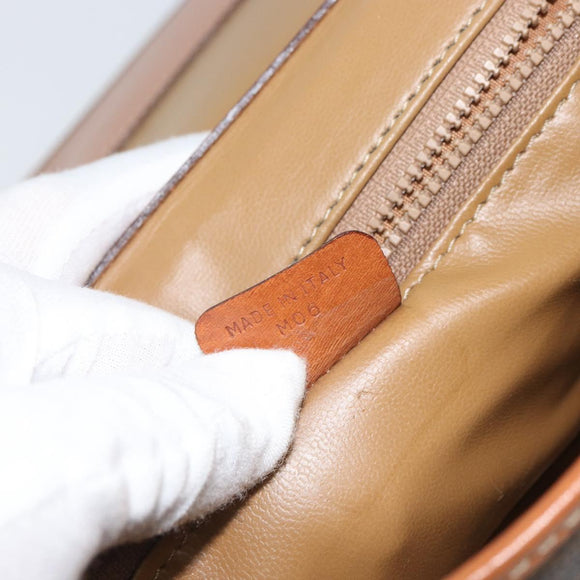 CELINE Macadam Canvas Shoulder Bag PVC Leather Brown Gold Auth ep12638