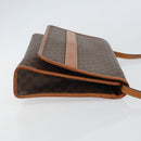 CELINE Macadam Canvas Shoulder Bag PVC Leather Brown Gold Auth ep12638-4