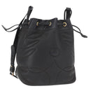GUCCI Shoulder Bag Leather Black Gold Auth ep12642-1