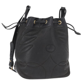 GUCCI Shoulder Bag Leather Black Gold Auth ep12642