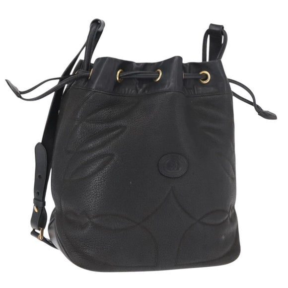 GUCCI Shoulder Bag Leather Black Gold Auth ep12642