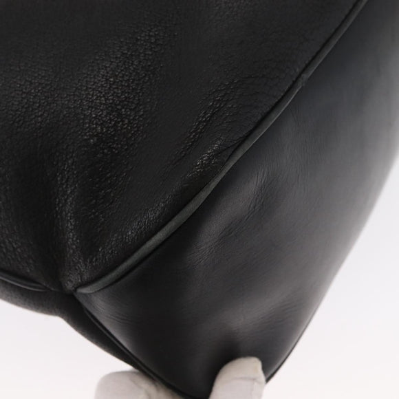 GUCCI Shoulder Bag Leather Black Gold Auth ep12642