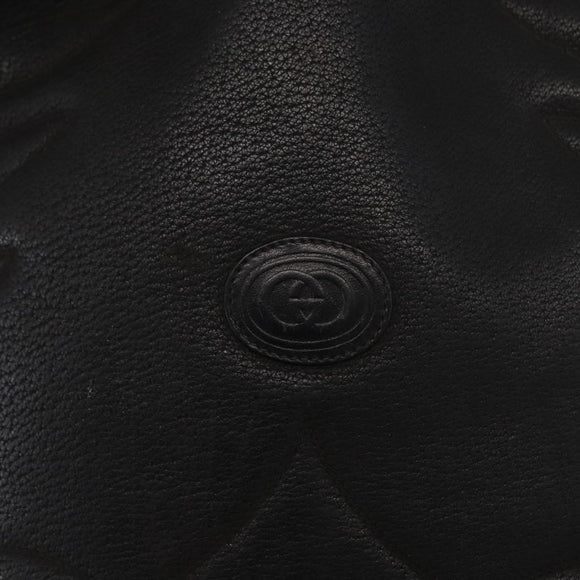 GUCCI Shoulder Bag Leather Black Gold Auth ep12642