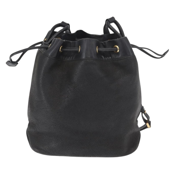 GUCCI Shoulder Bag Leather Black Gold Auth ep12642